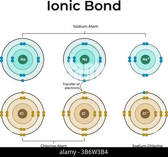 Ionic Bond Formation Design Vector Illustration Stock Vector