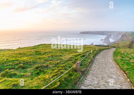 Bedruthan Steps, Cornwall, England, United Kingdom, Europe Stock Photo