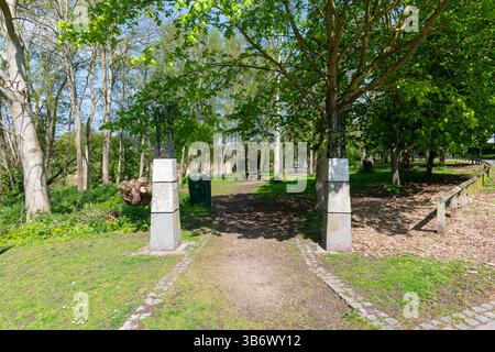 Path beside the Trent and Mersey near the Anderton nature park, Northwich, Cheshire, England. Stock Photo