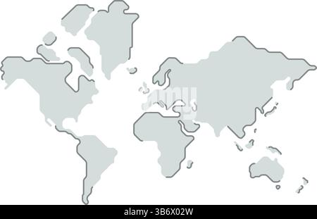Simplified vector illustration of world map in gray color. World map in modern minimalistic style Stock Vector