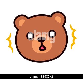 Cute cartoon shocked bear face drawing. Funny character with stunned expression, simple hand drawn vector illustration. Stock Vector