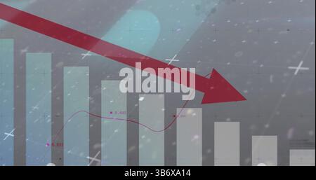 Image of statistics and data processing with red arrow Stock Photo