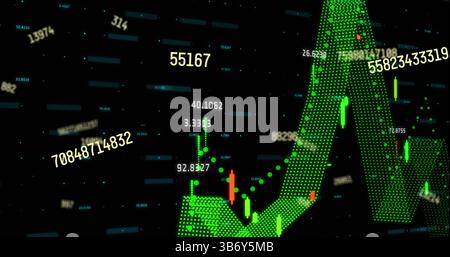 Image of numbers over financial data processing Stock Photo