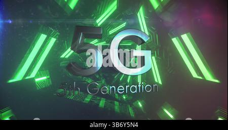 Image of 5g text over digital tunnel Stock Photo