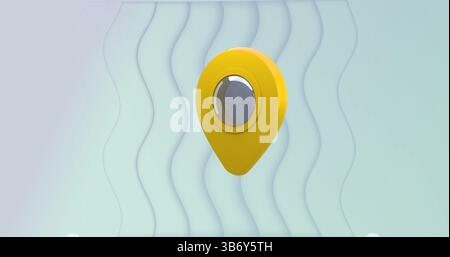 Image of location mark over green background with waves Stock Photo