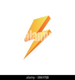 Yellow Lightning Bolt Icon Flat Vector Illustration of Electric Energy, Power, Thunder, and Fast Speed Symbol Stock Vector