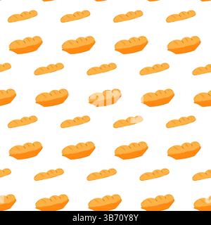 White bread seamless pattern on white background Stock Vector
