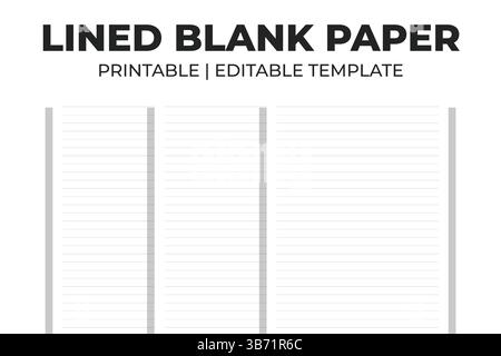 Lined Blank Paper KDP Interior Stock Vector