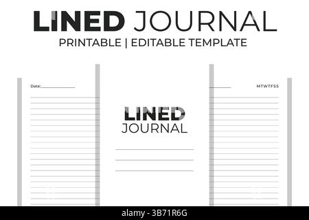 Lined Journal KDP Interior Stock Vector