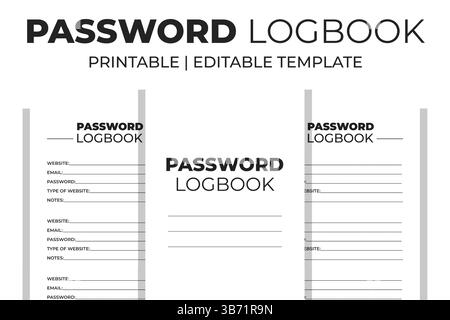 Password Logbook KDP Interior Stock Vector