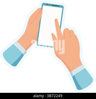 Sticker Of Hand Holding Phone Stock Vector