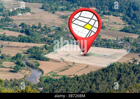 Land plot management. Building permit concept with imaginary General Urban, zoning regulations, destinations, land use, buildable areas and free build Stock Photo