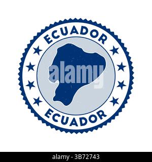 Ecuador emblem. Country round stamp with shape of Ecuador, isolines and round text. Authentic badge. Trendy vector illustration. Stock Vector