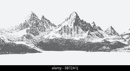 Halftone stipple effect on a mountain for a grunge punk Y2K collage design, Brutalist noisy retro photocopy background with mound. Vector illustration Stock Vector