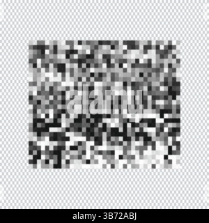 Dispersed elements. Pixelated squares, destruction on fragments. Flat black dispersion element, pixel disintegration backgrounds racy vector collectio Stock Vector