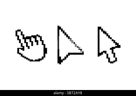 Pixel hand cursor. Icon for design. Easily editable Stock Vector