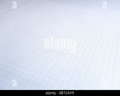 Close-up blue line graphs on white background. Closeup logarithmic graph grid scale paper backgrounds with short square pattern to image dimension. Stock Photo
