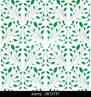 Repeating geometric mosaic flying plants grid seamless pattern. Simple graphic design for for printing on fabrics and templates. Trendy geometric vect Stock Vector