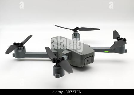 Gray drone isolated on white background. Stock Photo
