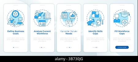 Workforce forecasting blue onboarding mobile app screen Stock Vector