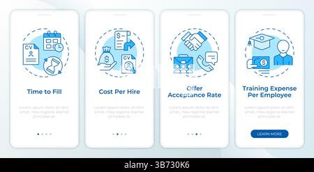 Hiring metrics blue onboarding mobile app screen Stock Vector
