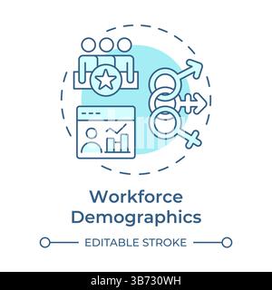 Workforce demographics soft blue concept icon Stock Vector