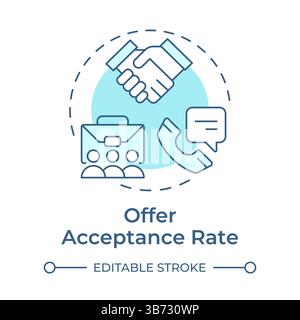 Offer acceptance rate soft blue concept icon Stock Vector