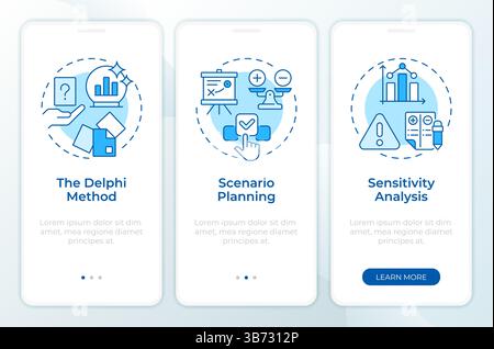 Workforce forecasting methods blue onboarding mobile app screen Stock Vector