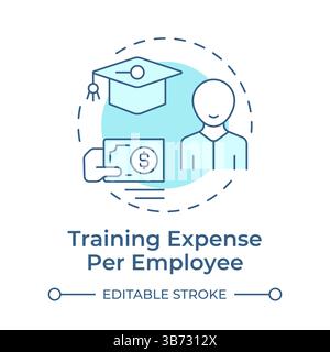 Training expense per employee soft blue concept icon Stock Vector