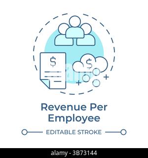 Revenue per employee soft blue concept icon Stock Vector