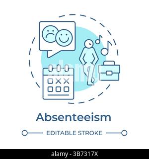 Absenteeism soft blue concept icon Stock Vector
