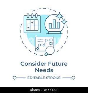 Considering future needs soft blue concept icon Stock Vector