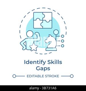 Identifying skills gaps soft blue concept icon Stock Vector