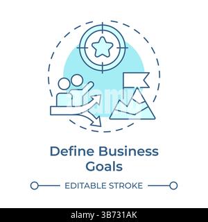 Defining business goals soft blue concept icon Stock Vector
