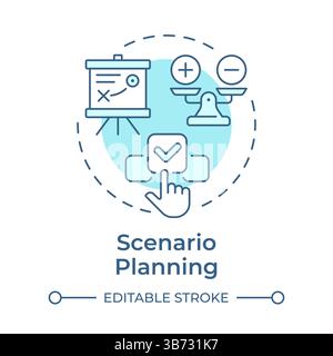Scenario planning soft blue concept icon Stock Vector
