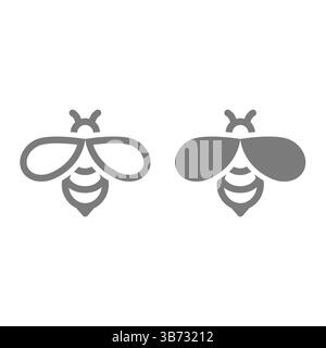Bee fill and line icon set. Honeybee or bees vector icons. Stock Vector