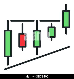 Level Breakout Trading Chart vector Cryptocurrency concept colored icon or symbol Stock Vector