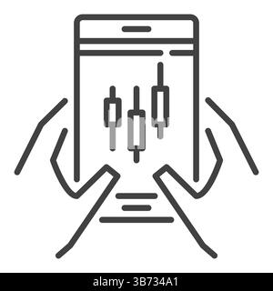 Candlestick Pattern on smartphone screen vector mobile trading concept icon or symbol in outline style Stock Vector