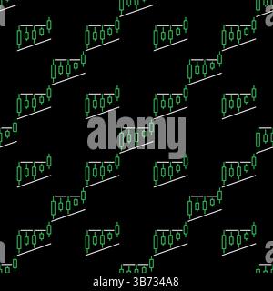 Level Breakout Candlestick Chart vector concept seamless pattern in outline style Stock Vector