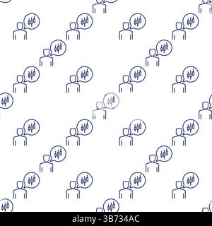 Man with candlestick pattern in speech bubble vector concept linear seamless pattern Stock Vector
