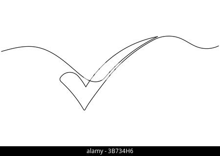 Check mark icon continuous one line drawing and minimalist style isolate outline vector Stock Vector