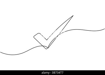 Check mark icon continuous one line drawing and minimalist style isolate outline vector Stock Vector
