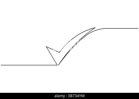 Check mark icon continuous one line drawing and minimalist style isolate outline vector Stock Vector