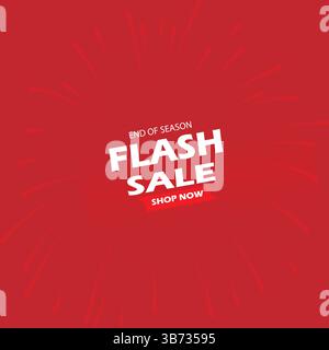 Special offer. Flash sale mega offer isolated on red background. End of season offer. Shop now button. Best design for social media. Stock Vector