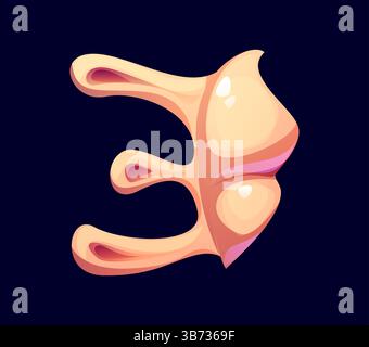 Sea seashell cartoon font digit 7 seven. Ocean shell cartoon math ...