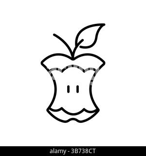Apple core compost line icon, vector illustration Stock Vector