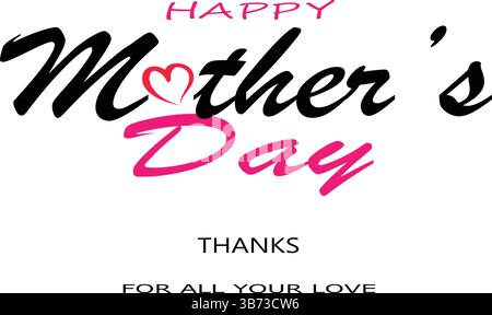 Happy Mother’s Day Greeting Card. Vector Illustration, Banner or Logo Concept. Love Symbols on White Background. EPS File. Stock Vector