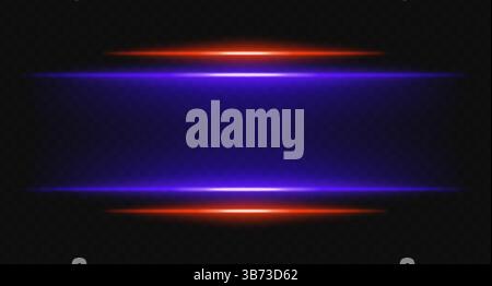 Red and purple glowing horizontal lines with soft gradient glow. Futuristic light effect ideal for digital borders, UI frames, sci-fi HUD visuals. Stock Vector