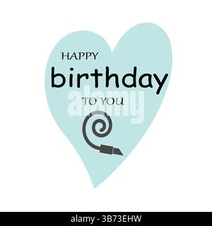 Happy Birthday to You Text with Heart Decoration Element for Birthday Celebration Greeting Card Design. EPS Editable File. Stock Vector