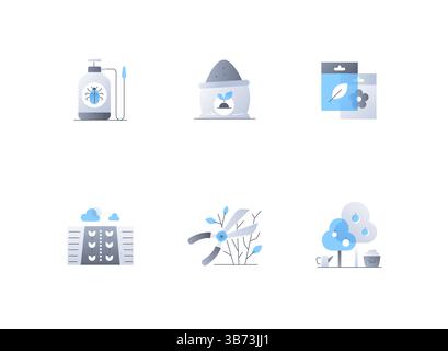 Agriculture and crop care - flat design style icons set Stock Vector